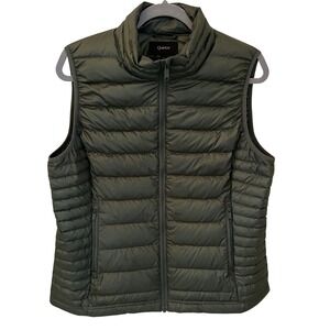 Quince NWOT Quilted Lightweight Puffer Vest. Olive Green w/Full Zip. Women Large